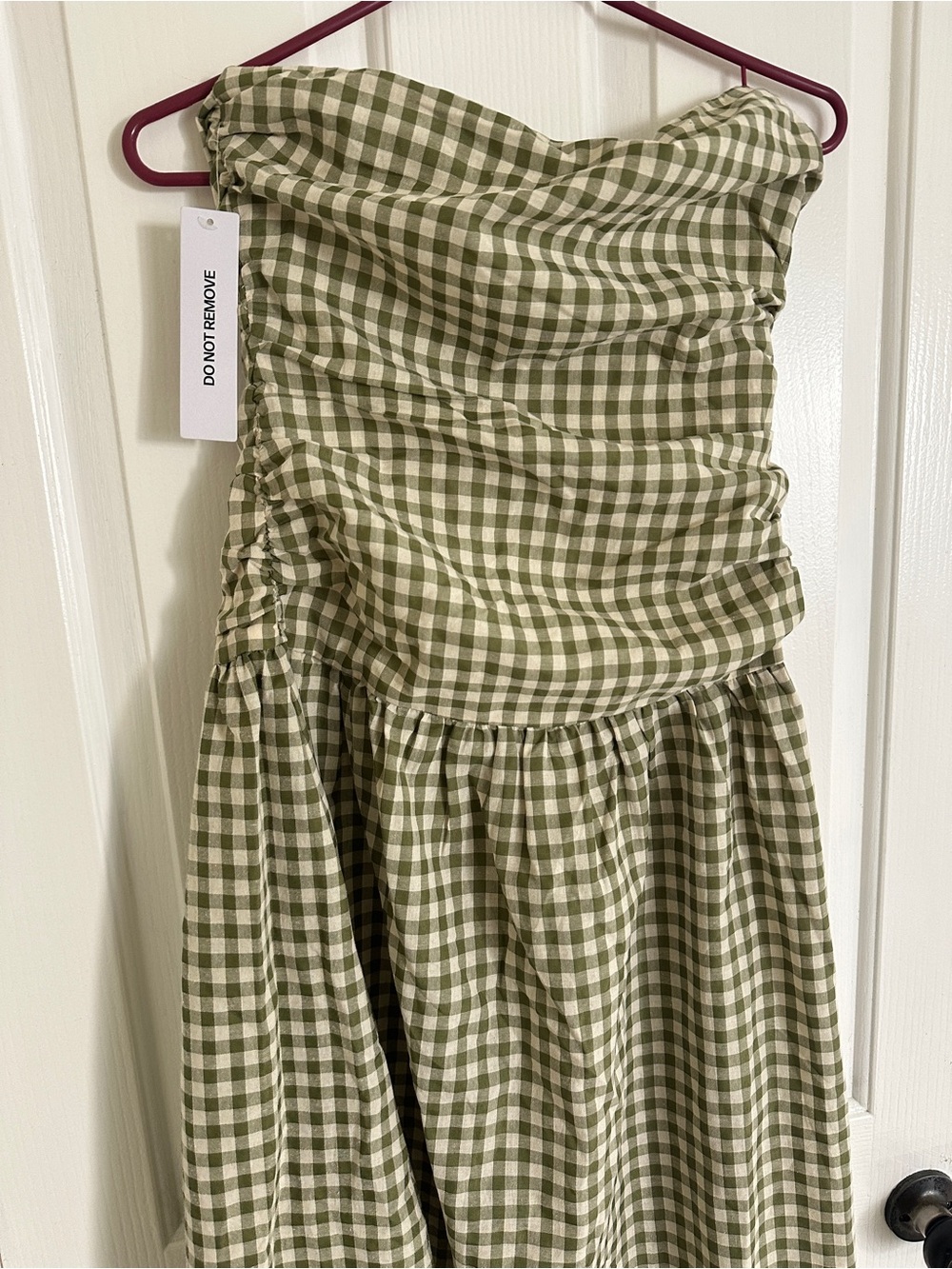Princess Polly Olive Green Gingham Strapless Maxi Dress - Picture 3 of 4
